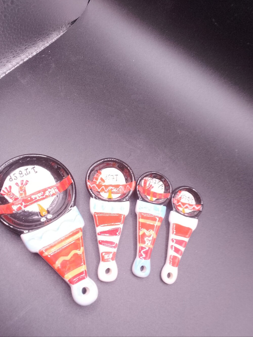 Pier 1 Snowman Ceramic Measuring Spoons Set Of 4.